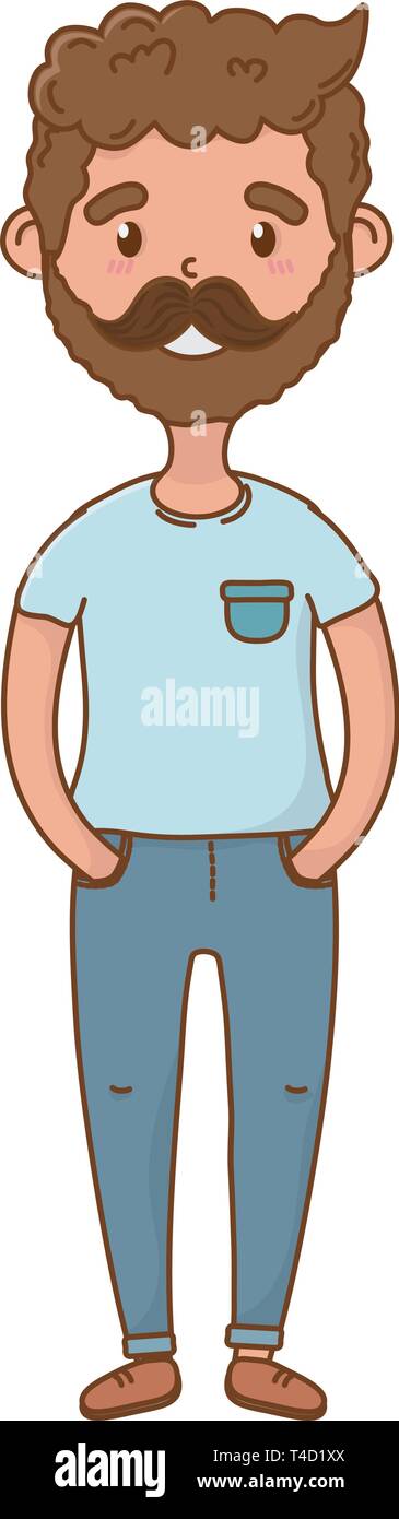 Hombre, personaje de dibujos animados de avatar barba ilustración vectorial  diseño gráfico Imagen Vector de stock - Alamy