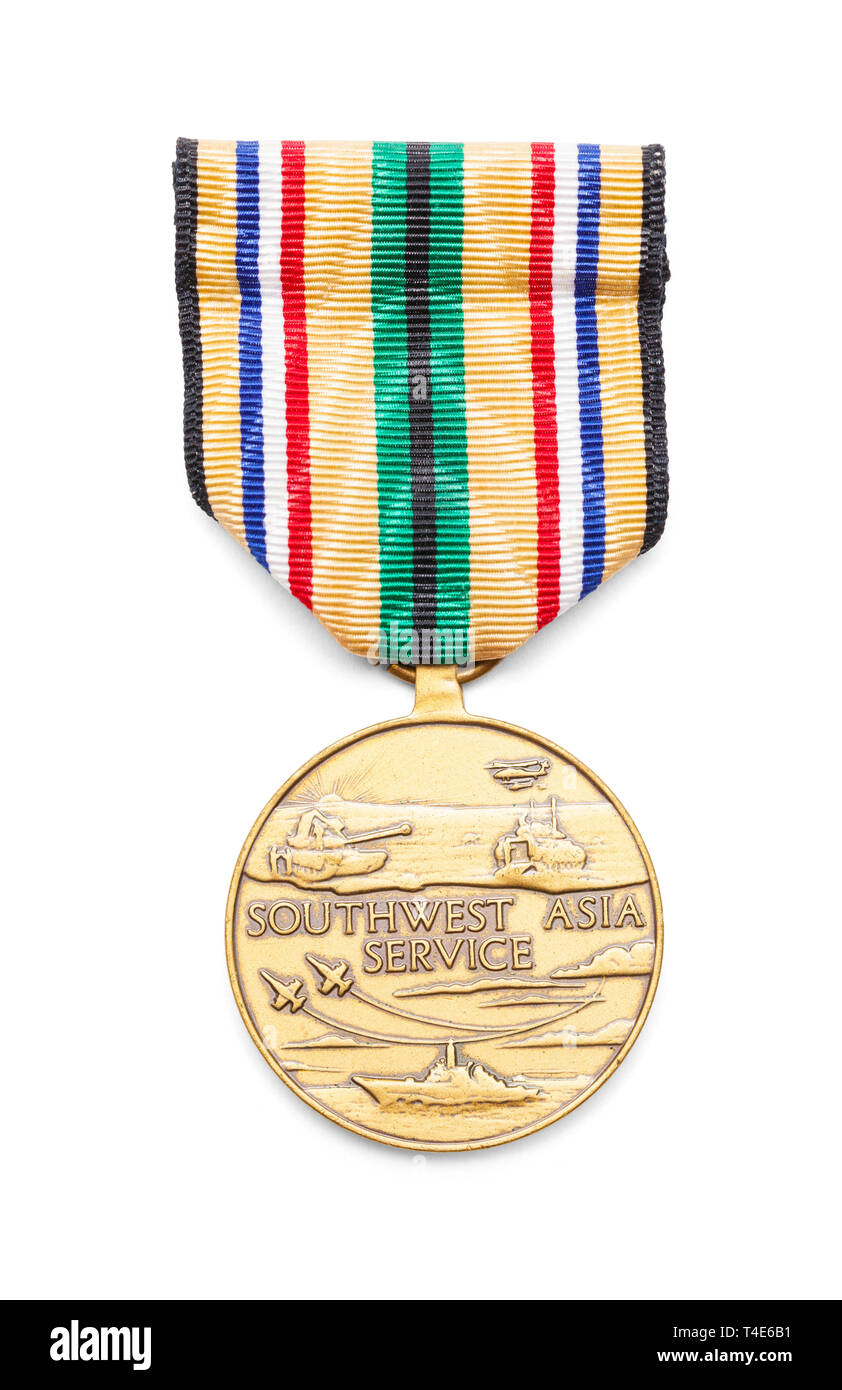 La Fuerza Aérea de los Estados Unidos Del sudoeste Asia Medalla de Servicio cortada en blanco. Foto de stock