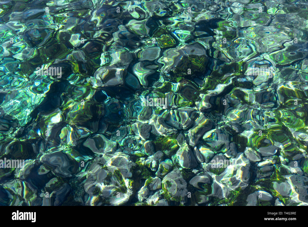 Los fondos marinos de grava en agua clara Foto de stock