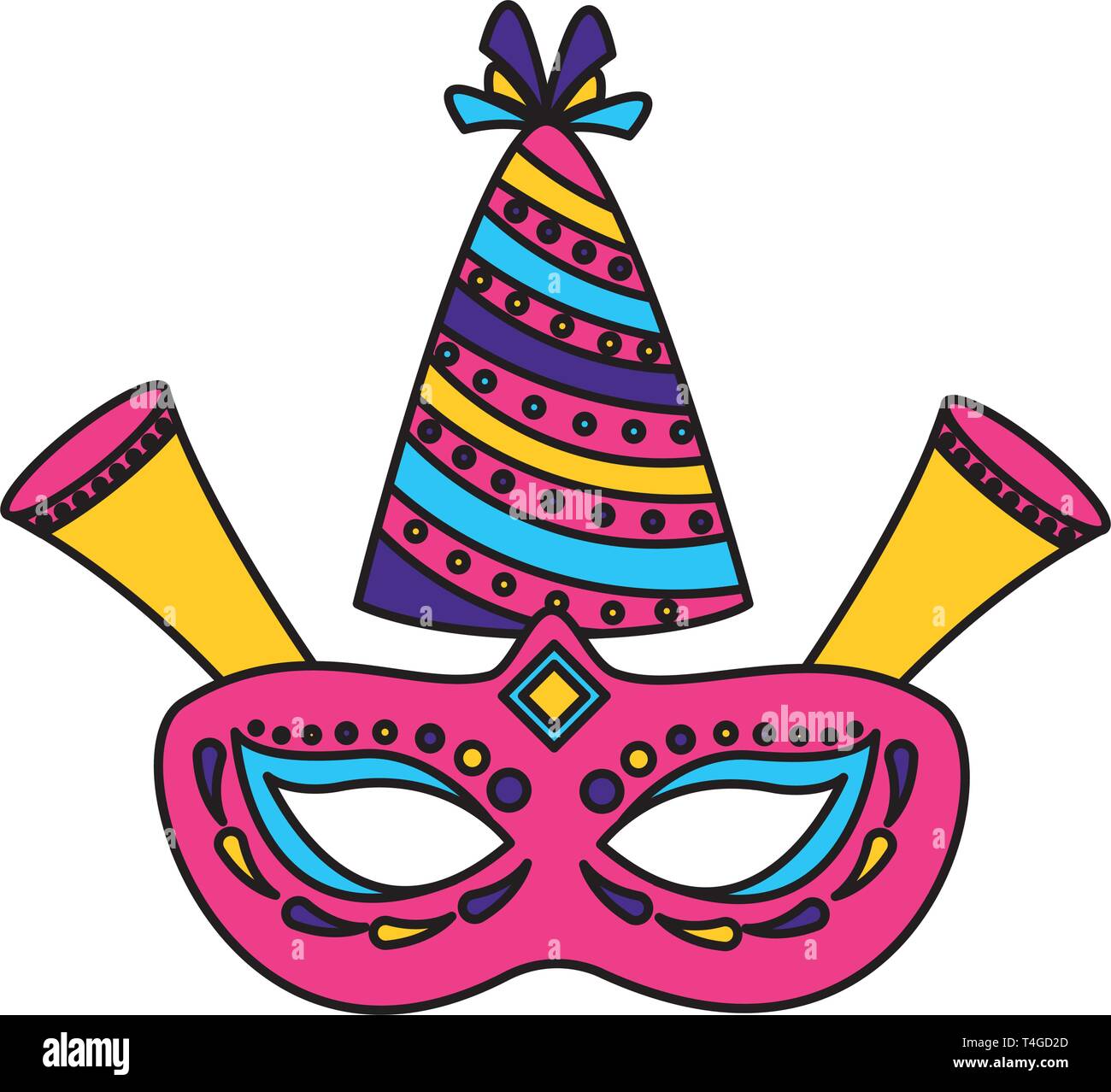 La máscara de carnaval gorro de fiesta Imagen Vector de stock - Alamy