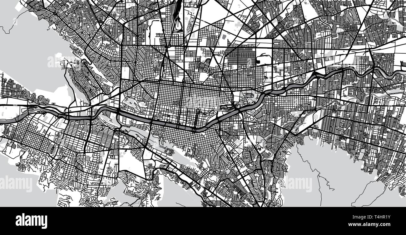 Vector urbano mapa de la ciudad de Monterrey, México Imagen Vector de