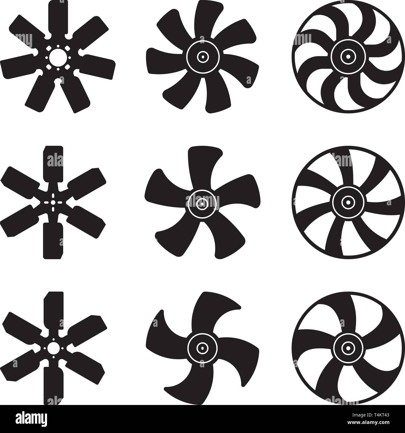 Iconos de la paleta del ventilador del radiador. Las piezas del coche.  Silueta vector Imagen Vector de stock - Alamy