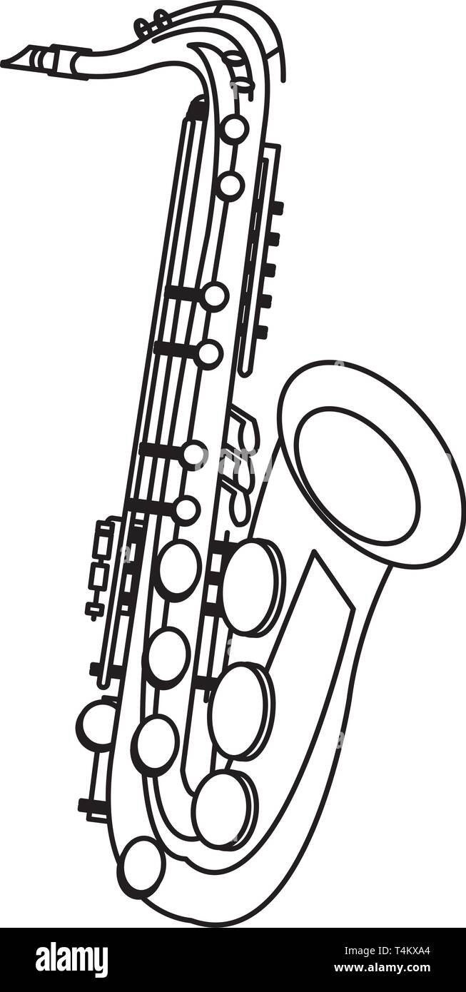 Icono de saxofón caricatura en blanco y negro Imagen Vector de stock - Alamy
