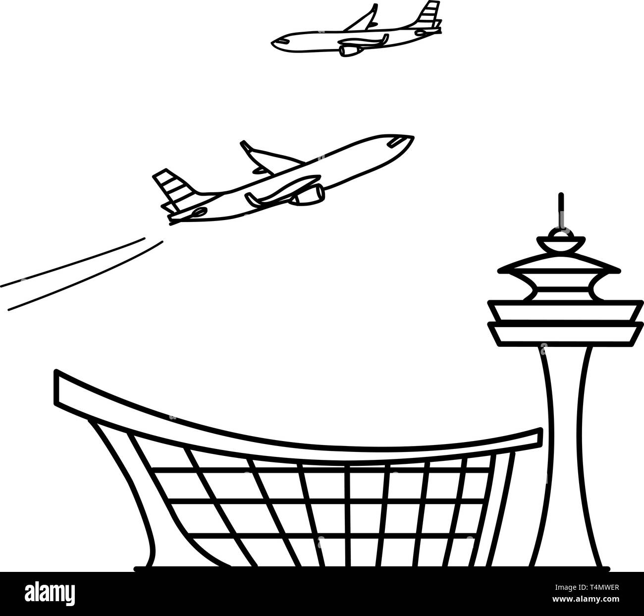 Aeropuerto. Dibujo Vectorial ilustración Imagen Vector de stock - Alamy