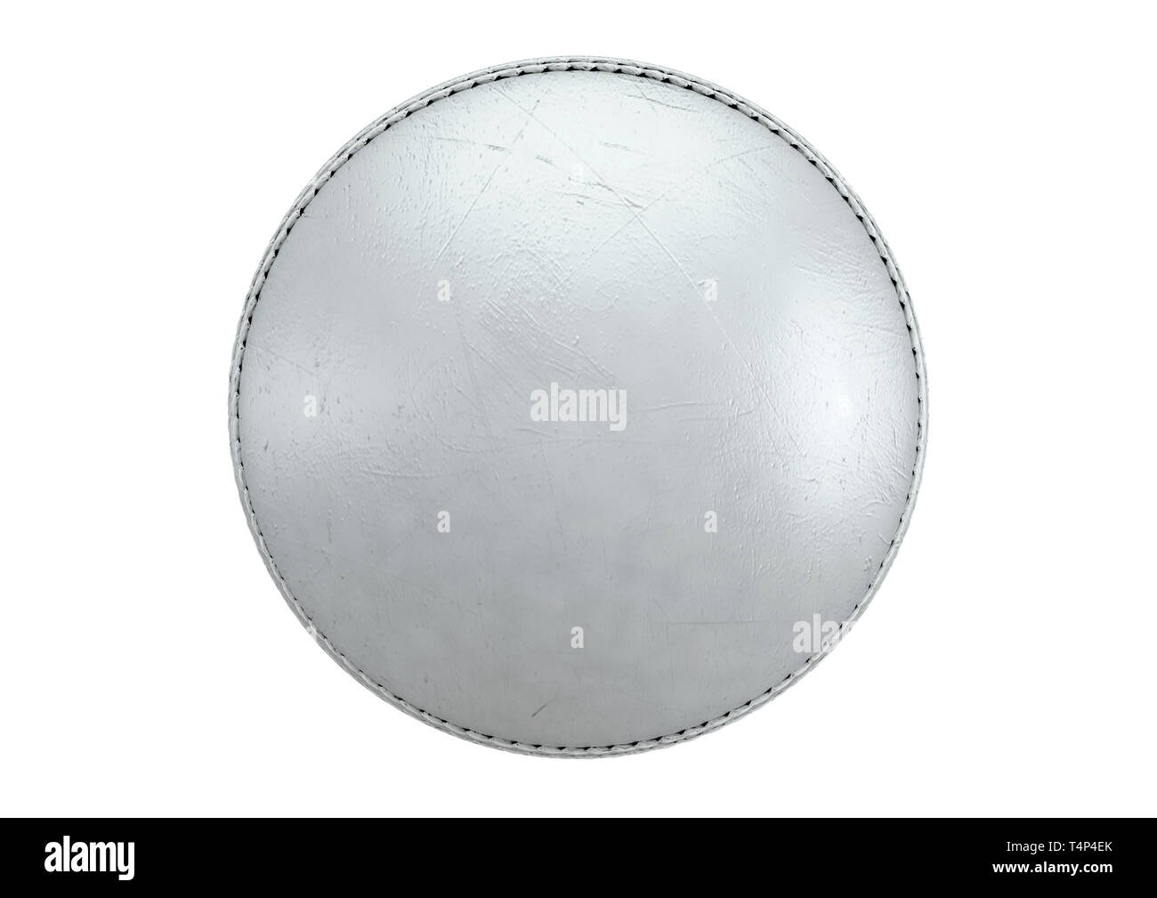 Una vista lateral de una bola de cricket blanco sobre un fondo aislado - 3D Render Foto de stock