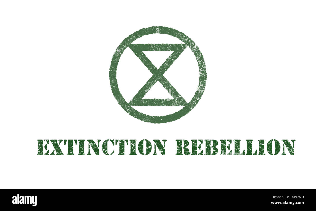 Símbolo de extinción, ilustración del concepto extinción rebelión momento Foto de stock