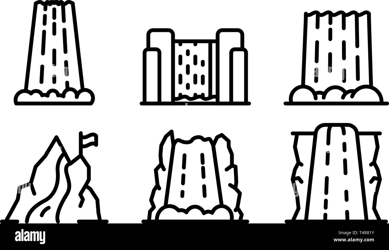 Conjunto de iconos en cascada, el estilo de esquema Ilustración del Vector