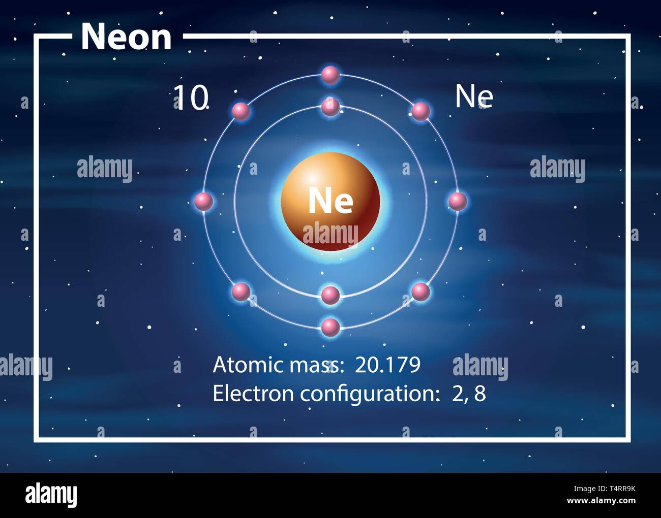 Ilustración del concepto de diagrama de átomos de neón Imagen Vector de ...
