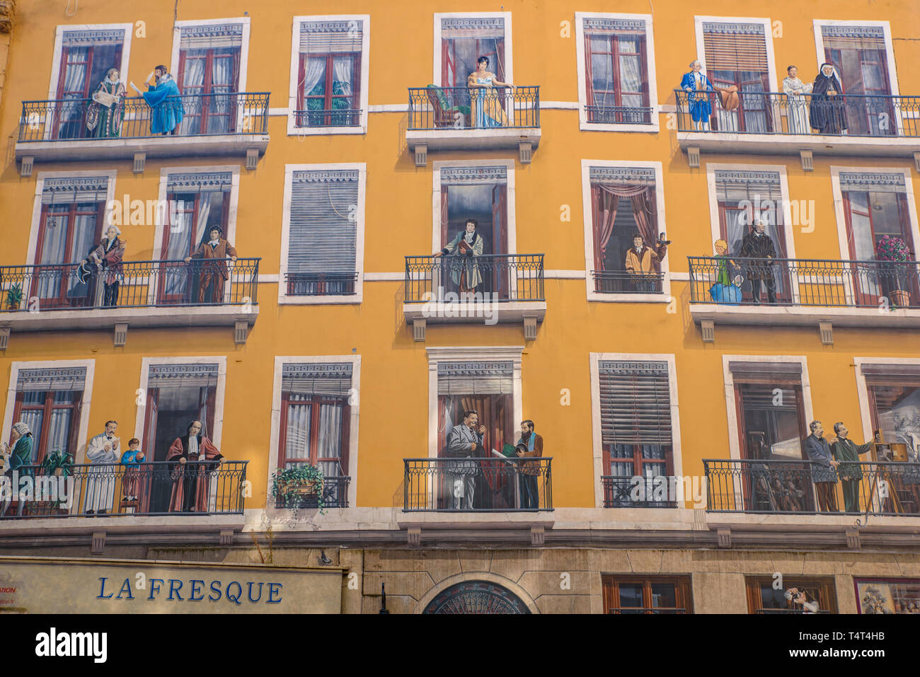 Fresque des Lyonnais, la pintura mural arte en Lyon, Francia. Foto de stock