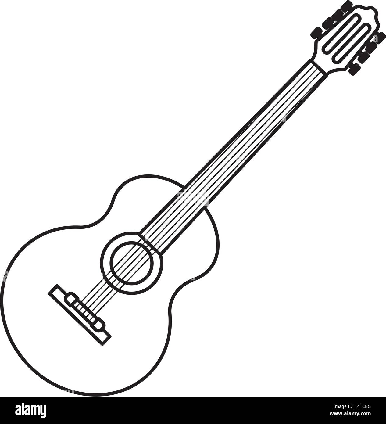 Icono de guitarra caricatura en blanco y negro Imagen Vector de stock -  Alamy