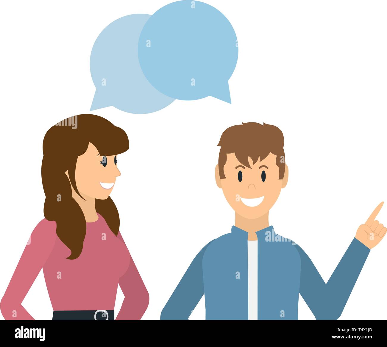 Par De Mujer Y Hombre Hablando Con Burbujas De Voz Cartoon Ilustracion Vectorial Diseno Grafico Imagen Vector De Stock Alamy