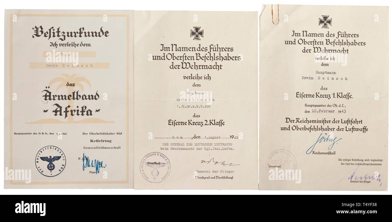 Un Grupo De Documentos De Hauptmann Heimsch Kg Z B V 400 Documentos Para La Insignia De Piloto Civil 1 De Noviembre De 1936 Para El Piloto De Fecha De 1937 Por La