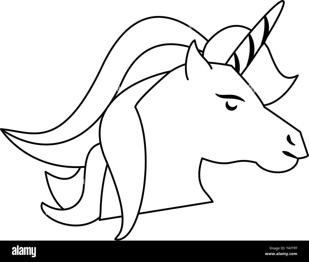 Unicornio Caballo Fantasia Caricatura En Blanco Y Negro Imagen Vector De Stock Alamy