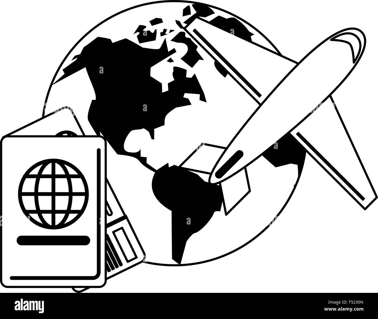 Viajes y vacaciones en blanco y negro Imagen Vector de stock - Alamy