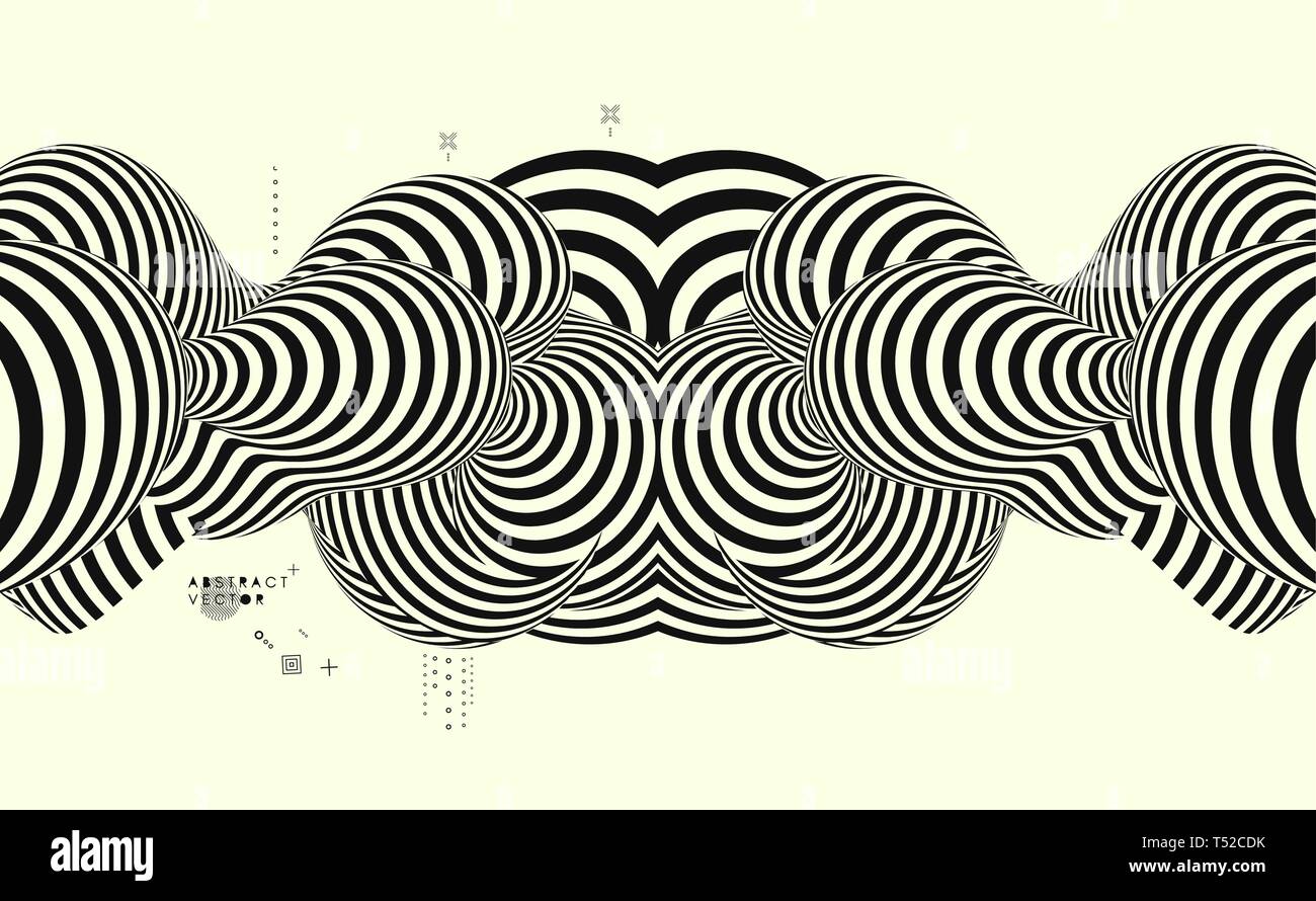 Diseño negro y amarillo. Patrón con ilusión óptica. Abstracto geométrico 3D fondo. Ilustración vectorial. Ilustración del Vector