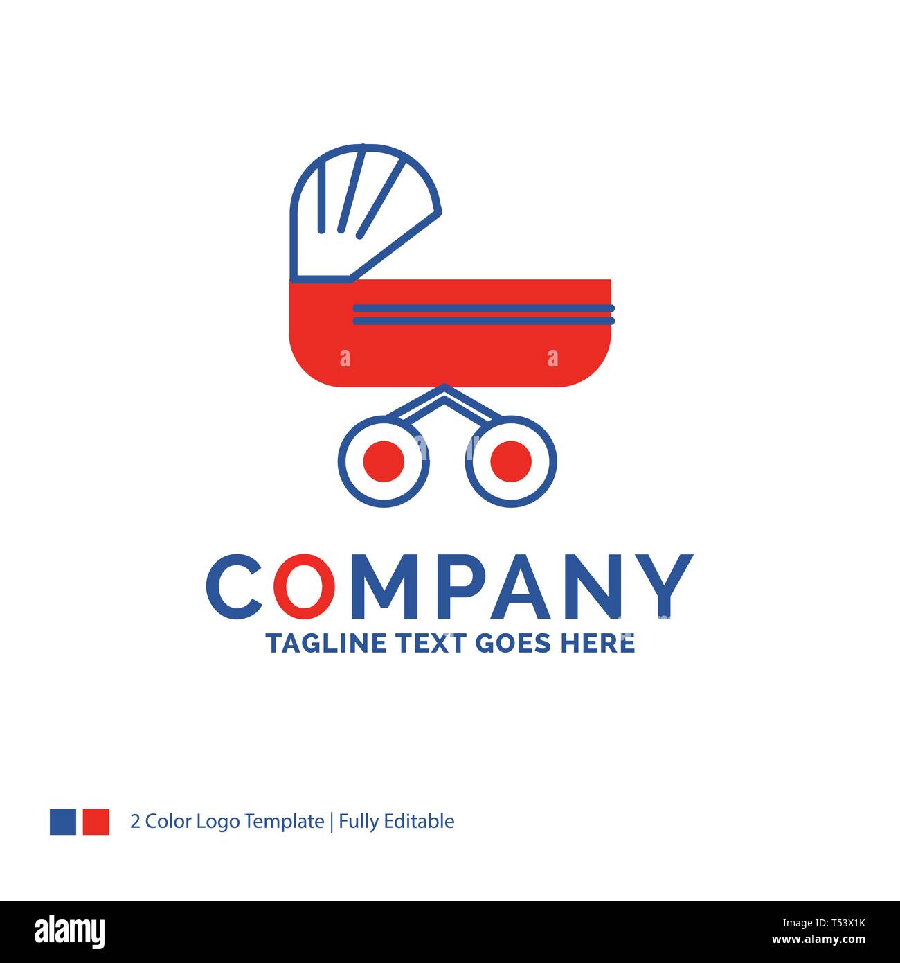 Nombre De La Empresa Diseno De Logotipo Para Camilla Bebe Ninos Empujar Cochecito Azul Y Rojo Diseno De Marca Con Lugar Para El line Logotipo Creativo Abstracto Plantil Imagen Vector De Stock