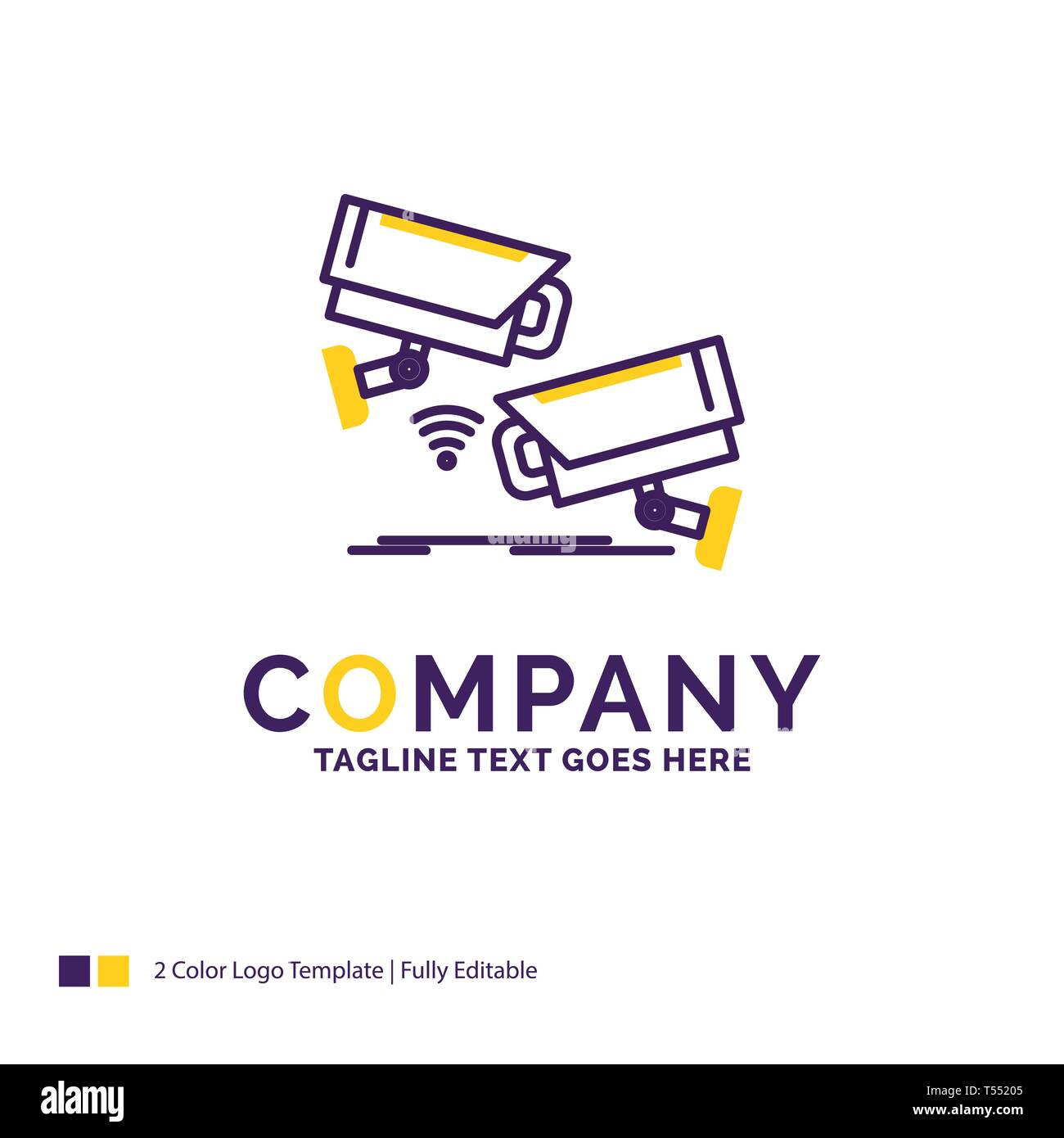 Nombre De La Empresa Diseno De Logotipo Para Cctv Camaras Seguridad Vigilancia Tecnologia Purpura Y Amarillo Diseno De Marca Con Lugar Para El Tagline Lo Creativo Imagen Vector De Stock Alamy