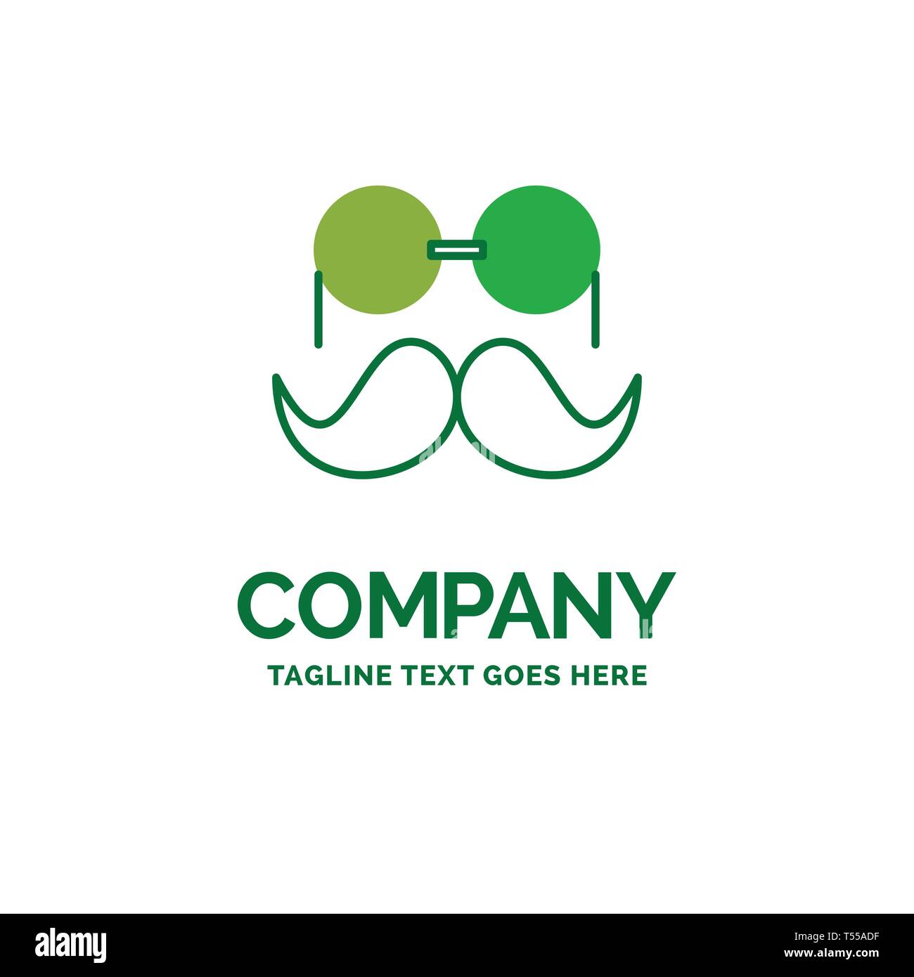 El bigote, Hipster, movember, gafas, hombres de negocios plana Logo  plantilla. Marca verde creativo diseño Imagen Vector de stock - Alamy