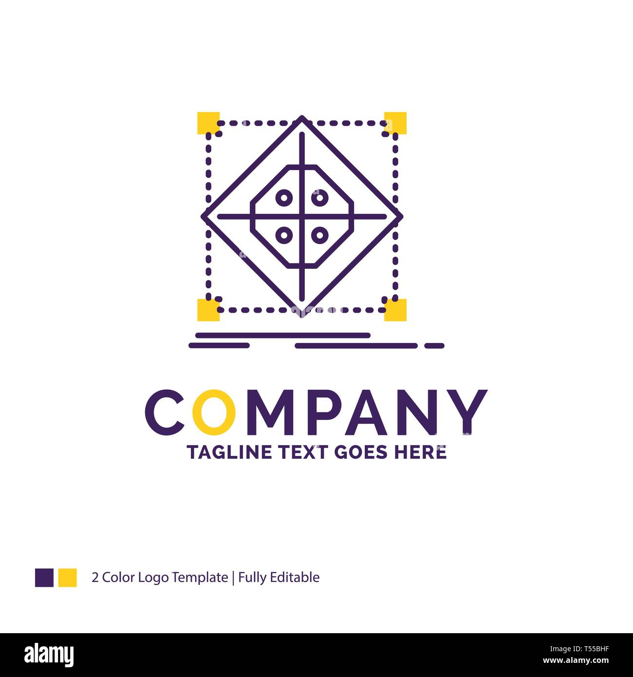 Nombre de la empresa diseño de logotipo para la arquitectura, el cluster,  grid, modelo de preparación. Púrpura y amarillo Diseño de Marca con lugar  para el tagline. Registro creativo Imagen Vector de