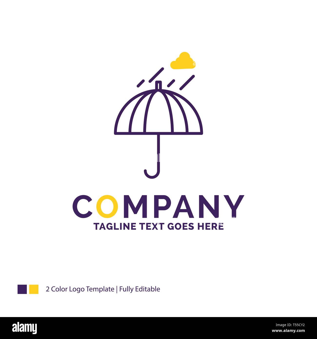 Alfombra Cerco farmacia Nombre de la empresa diseño de logotipo para paraguas, camping, la lluvia,  el clima de seguridad. Púrpura y amarillo Diseño de Marca con lugar para el  tagline. Logotipo creativo compra Imagen Vector