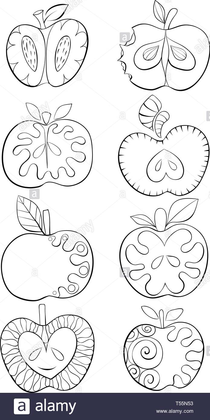 Un Conjunto De Manzanas De Dibujos Animados Imagen Para Actividad