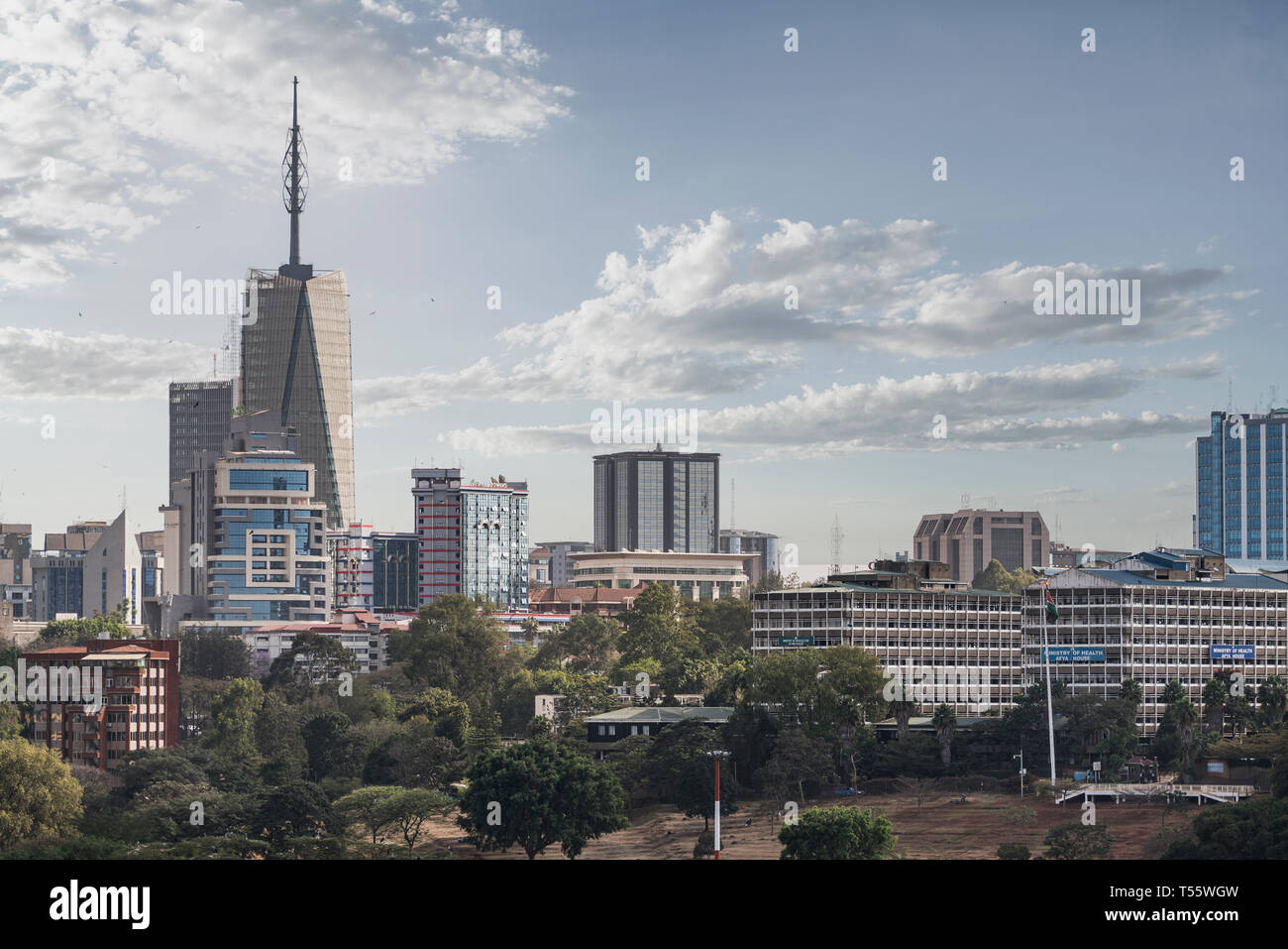 El horizonte de la ciudad de Nairobi, Kenia Foto de stock