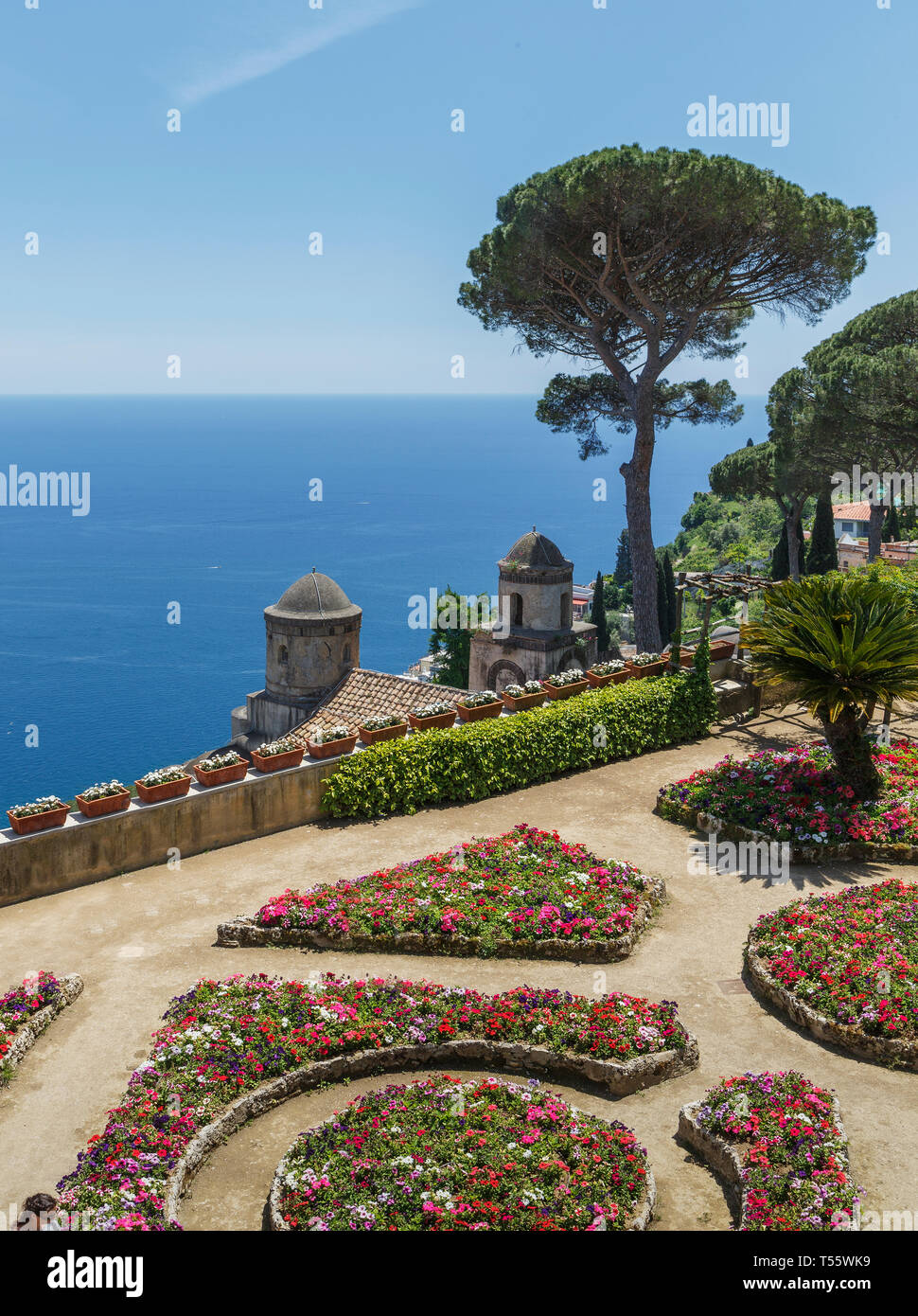 Jardín de la Villa Rufolo de Ravello, Amalfi Coast, Italia Foto de stock