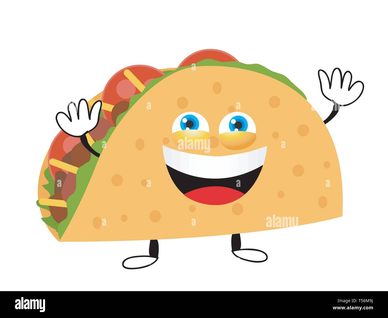Taco ilustración vectorial en el estilo de dibujos animados. Taco comida  mexicana Imagen Vector de stock - Alamy