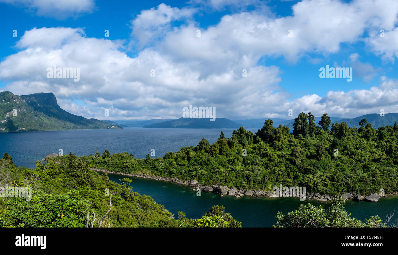 El lago Waikaremoana en Te Urewera, Región de Hawkes Bay, Isla del Norte, Nueva Zelanda Foto de stock