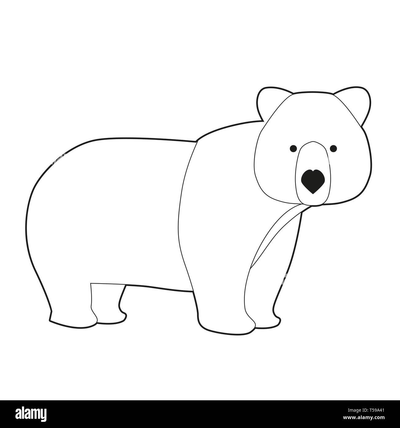 Gracioso oso pardo en el estilo de dibujos animados aislado sobre fondo  blanco Imagen Vector de stock - Alamy