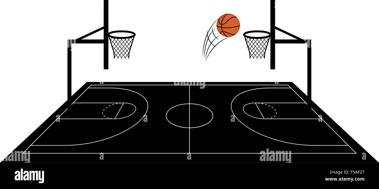 Vista lateral de una cancha de baloncesto Imagen Vector de stock - Alamy