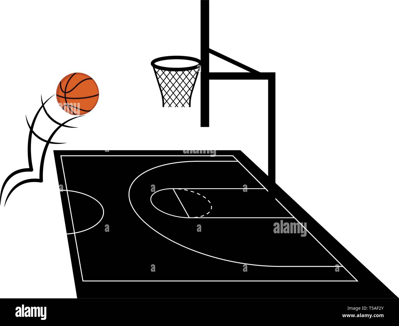 Vista lateral de una media cancha de baloncesto Imagen Vector de stock -  Alamy