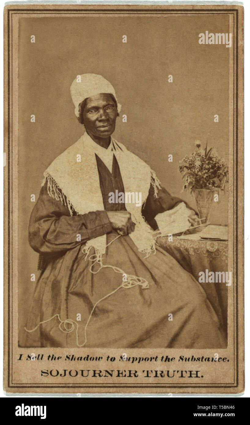 Sojourner Truth (1797-1883), abolicionista y activista por los derechos de las mujeres, sentada, Retrato, 1864 Foto de stock