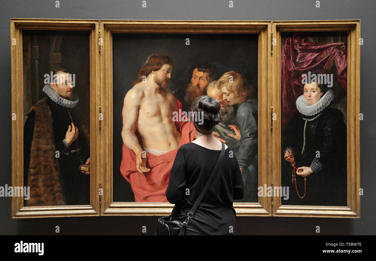 Peter Paul Rubens 1577-1640.Tríptico con la incredulidad de Tomás y retratos de Nicolas y Adriana Rockox ca.1613/1615 Foto de stock
