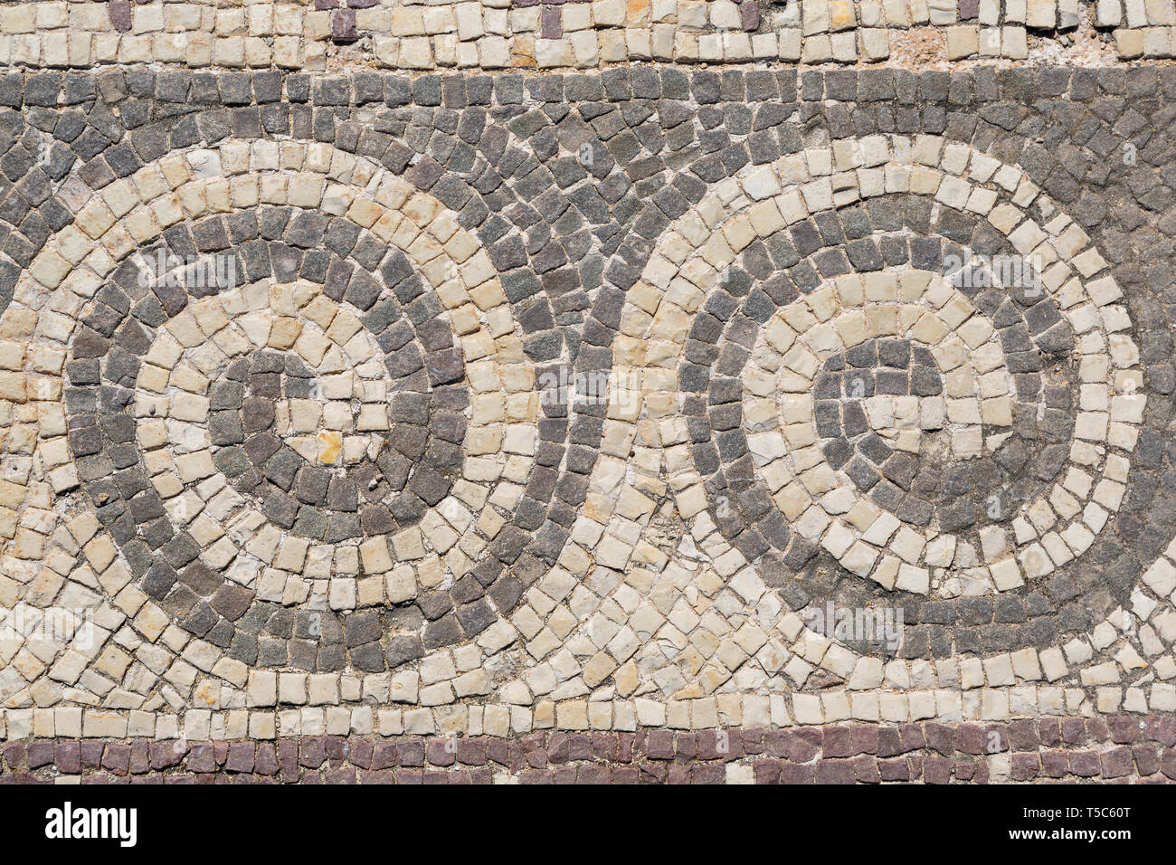 Astract patrones de mosaico en la Casa de Teseo, el Parque Arqueológico de Paphos, Paphos, Chipre Foto de stock