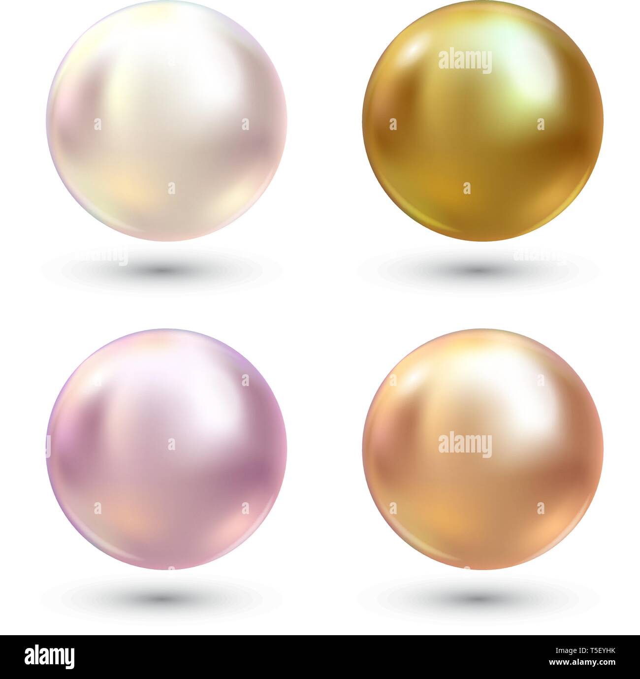 Perlas varicolored realista juego de vectores. Perla preciosa en forma de  esfera. Pearl es una ilustración de la piedra brillante de lujo Imagen  Vector de stock - Alamy