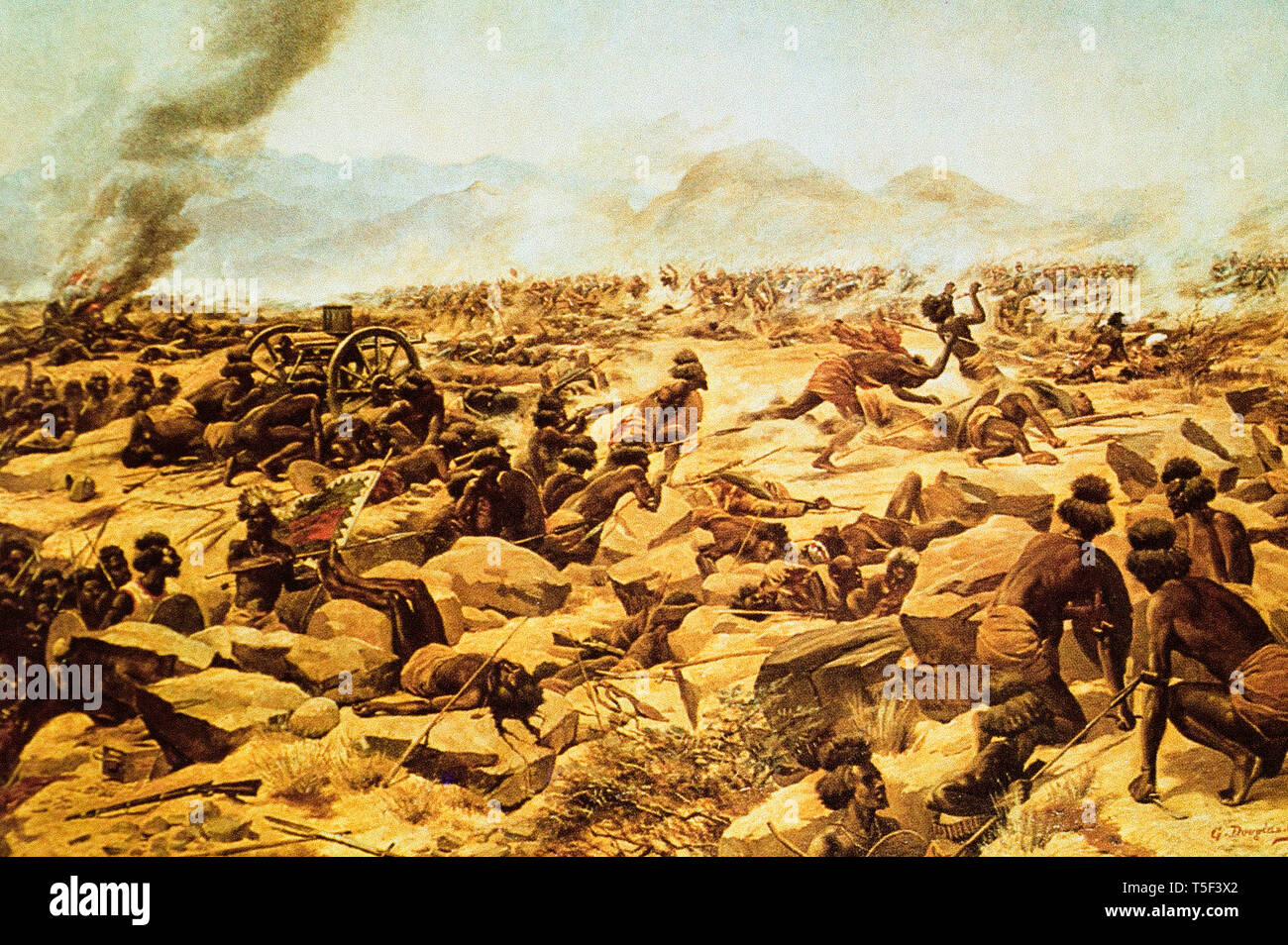 Mahdia Guerra ( 1881â€"1899) - La batalla de Tamai. Guerreros Hadendowa showns intentando operado capturado una máquina Foto de stock