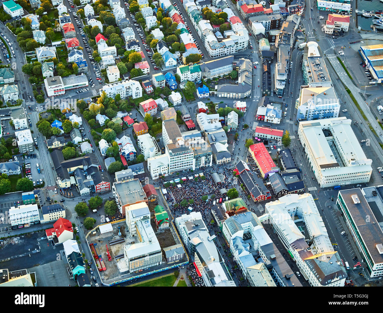 Aerial-Crowds Día Cultural de Reykjavik, Reykjavik, Iceland Foto de stock