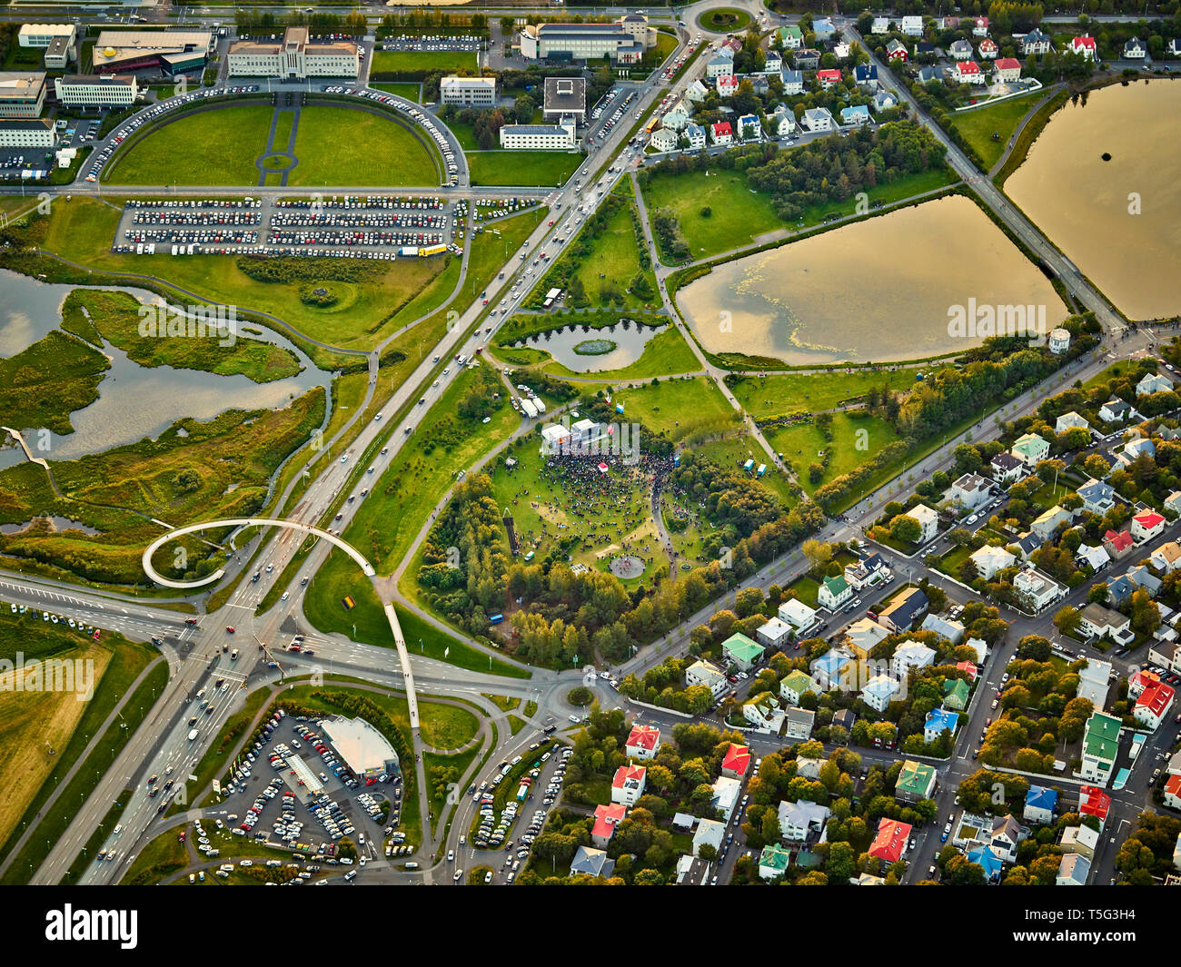 Aerial-Crowds Día Cultural de Reykjavik, Reykjavik, Iceland Foto de stock