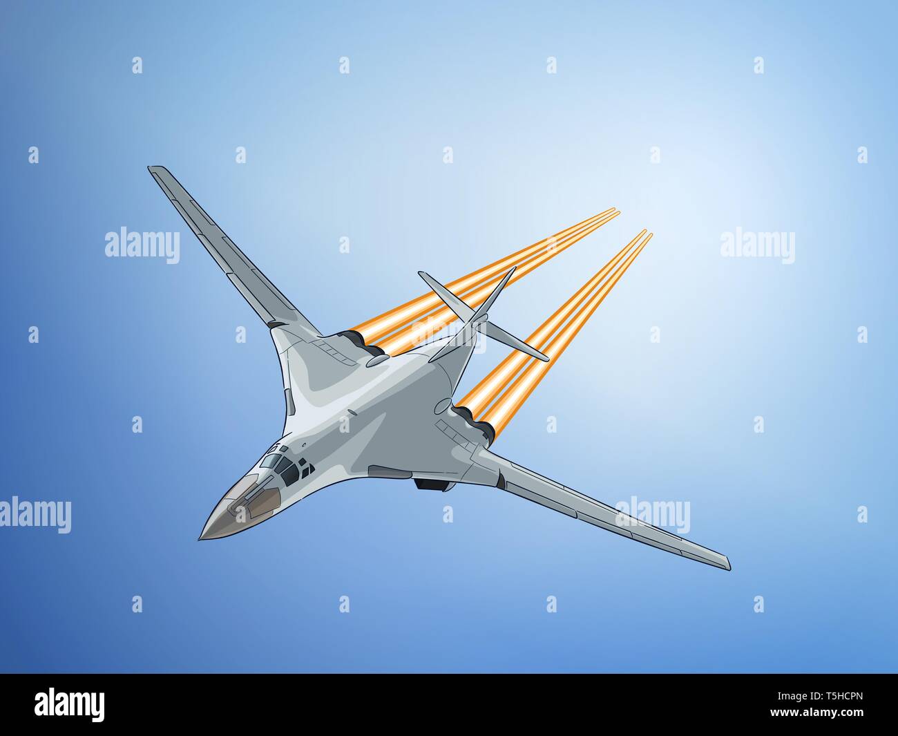 Bombardero jet rusa moderna. Dibujar vectores Ilustración del Vector