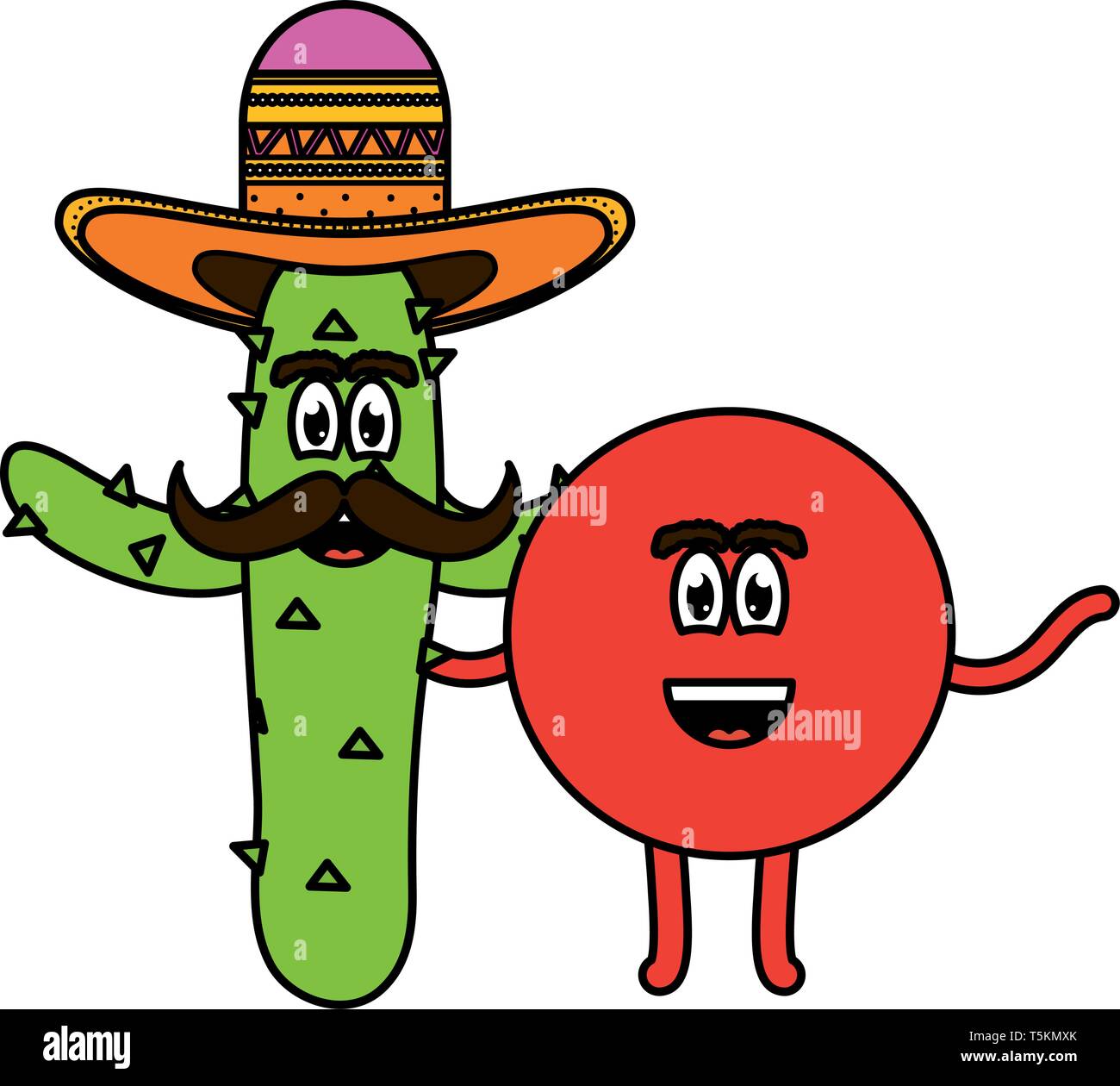 Emoji mexicanos con cactus ilustración Vectorial character design