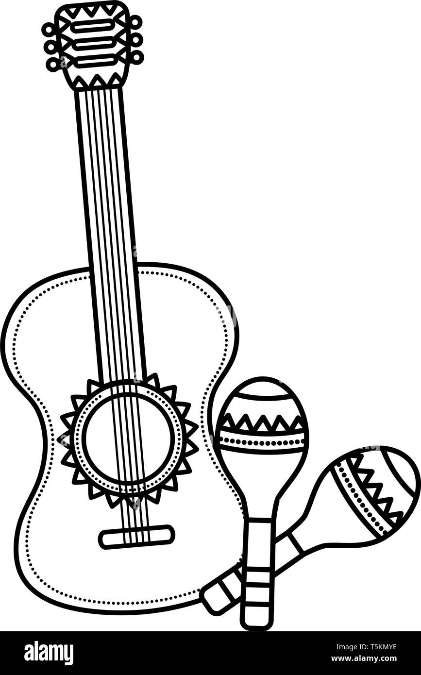 Guitarra y maracas instrumentos diseño ilustración vectorial Imagen Vector  de stock - Alamy