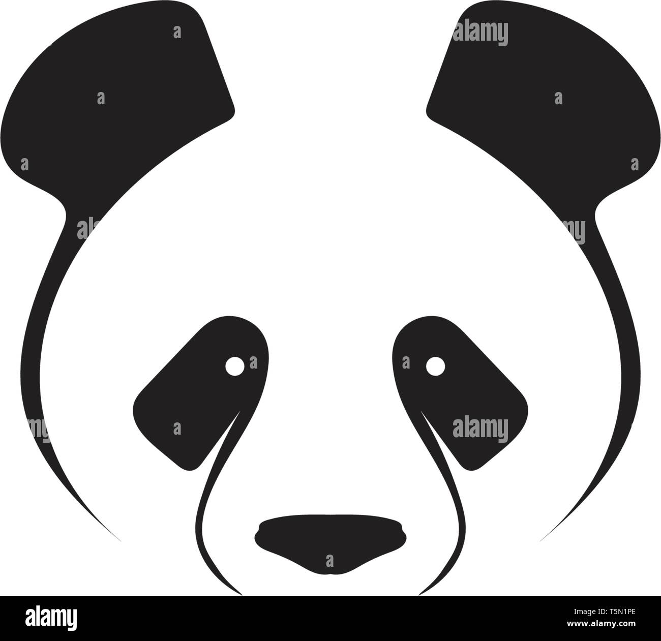 Panda logo vector de cabeza en blanco y negro Ilustración del Vector