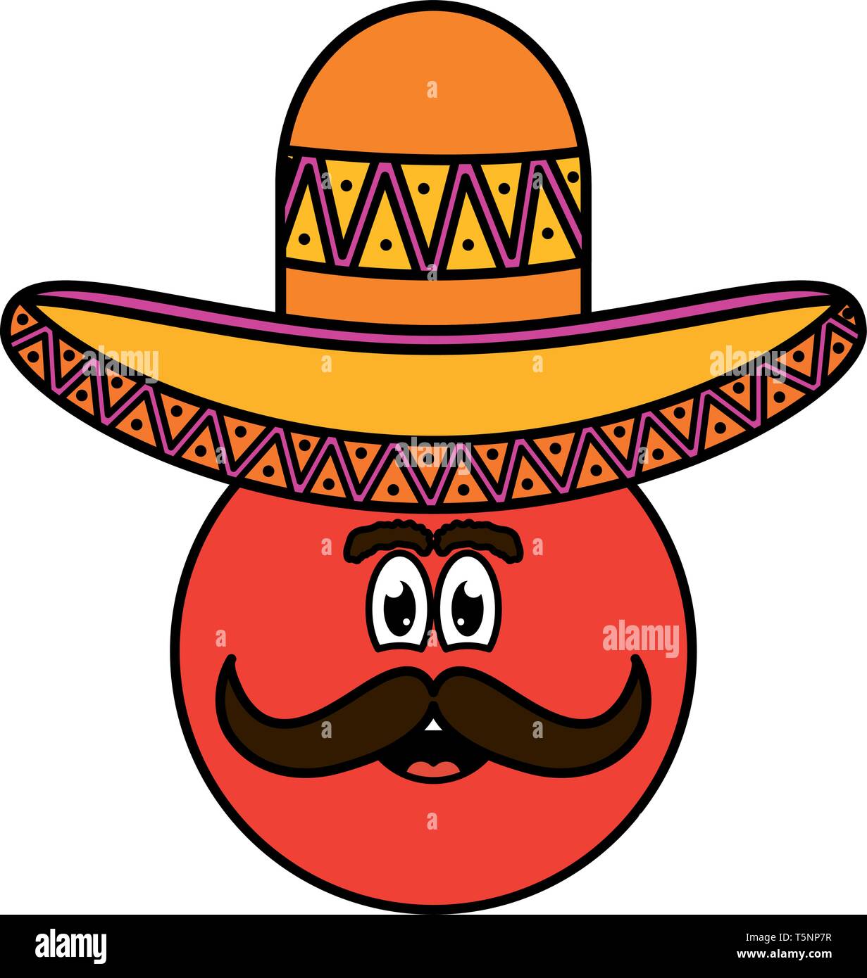 Emoji con sombrero mexicano ilustración Vectorial character design