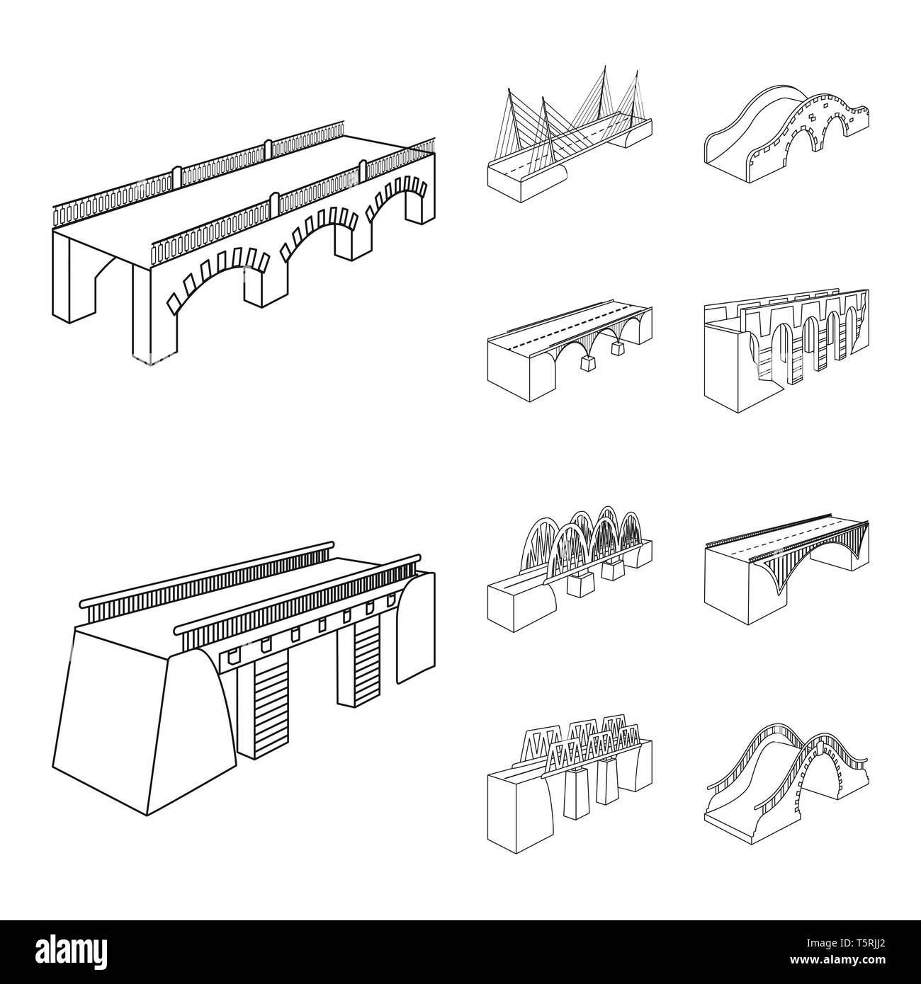 Puente, reubicación, construcción, peatón, montado,ciclismo,tren,moderno,ladrillo,suspendido,río,concreta,viejo,prop,metal,barandillas,arco,columna,showplace,carretera,campo,transporte,Ferrocarril,histórica,bicicleta,long,edificio,Ferrocarril,tren,histórica,estructura,conexión,cruzando,vista diseño,construir,lado,bridgework,arquitectura,establecida,vector,icono,ilustración,aislado,collection, elemento gráfico,,firmar,Esquema de vectores Vector,line , Ilustración del Vector