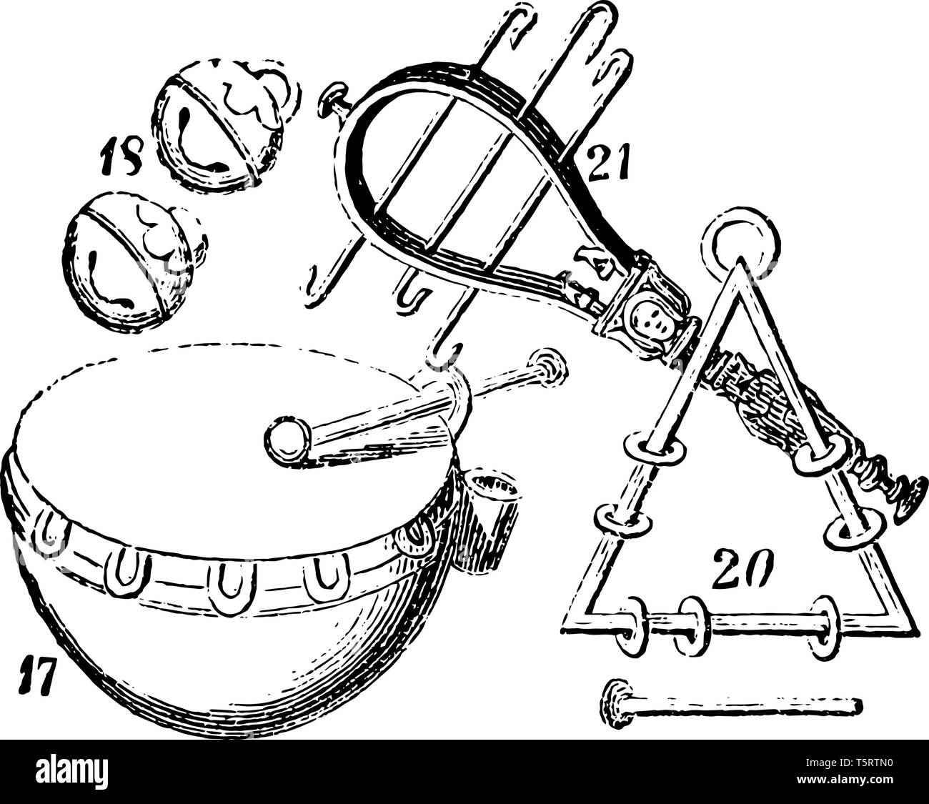 Instrumentos musicales es un instrumento creado o adaptado para hacer sonidos  musicales, línea vintage de dibujo o ilustración de grabado Imagen Vector  de stock - Alamy