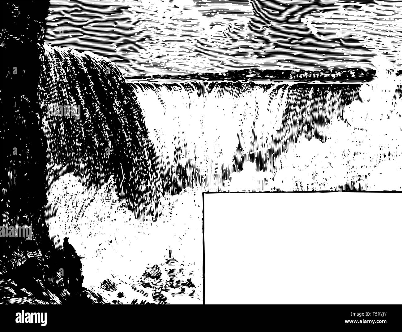 Las Cataratas del Niágara en la frontera internacional de la provincia  canadiense y el estado americano de Nueva York línea vintage de dibujo  Imagen Vector de stock - Alamy