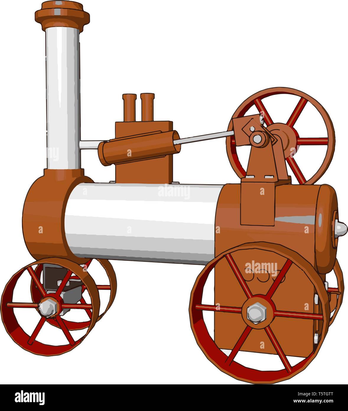 Ilustración vectorial 3D de color naranja y blanco del motor de vapor  máquina sobre fondo blanco Imagen Vector de stock - Alamy