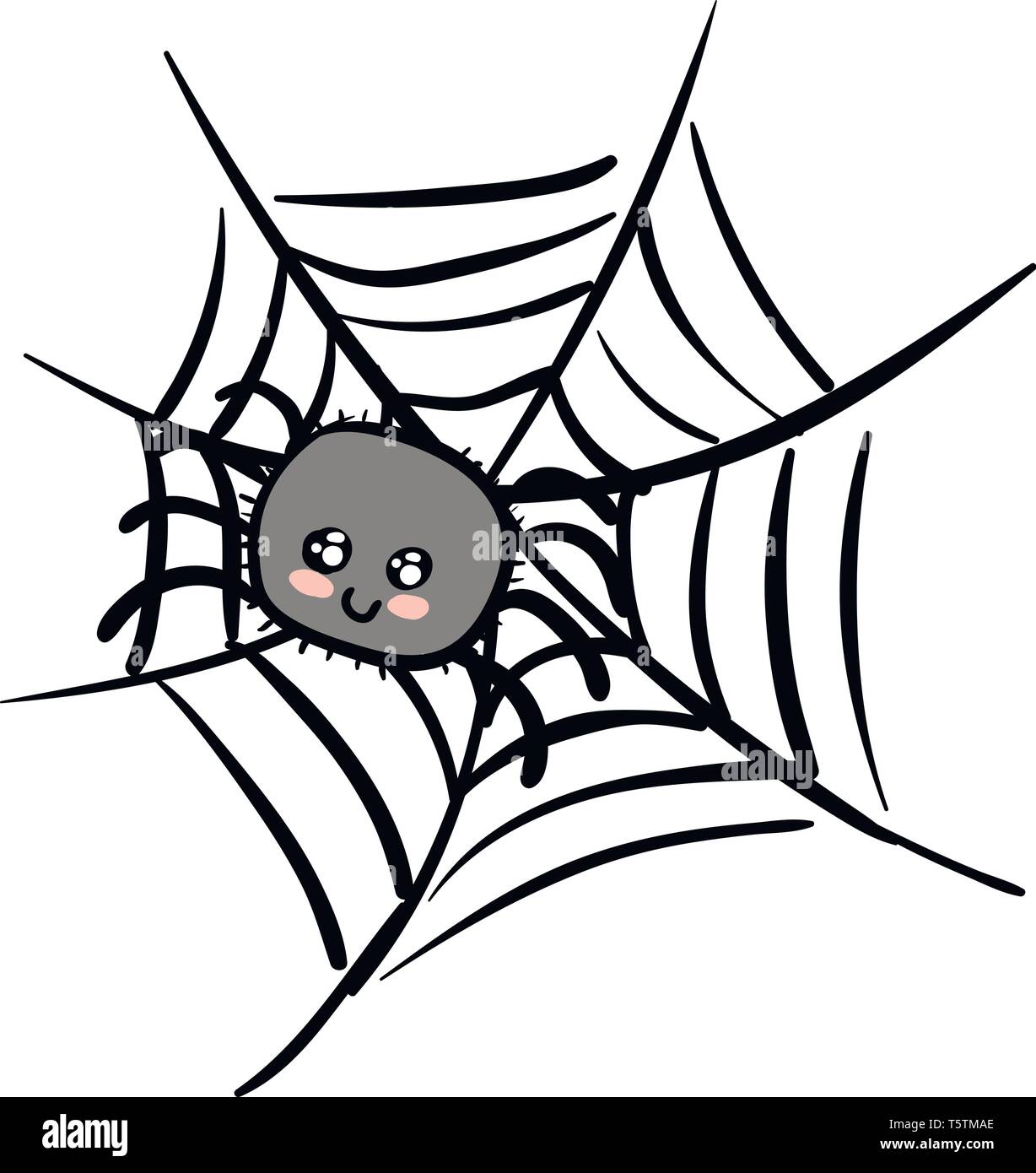 Caricatura de un mono araña gris en un web ilustración vectorial ...