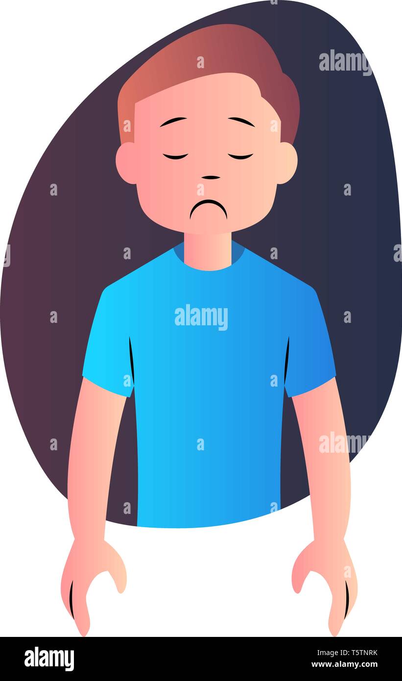 Triste caricatura boy illustartion vector con camisa azul sobre fondo  blanco Imagen Vector de stock - Alamy